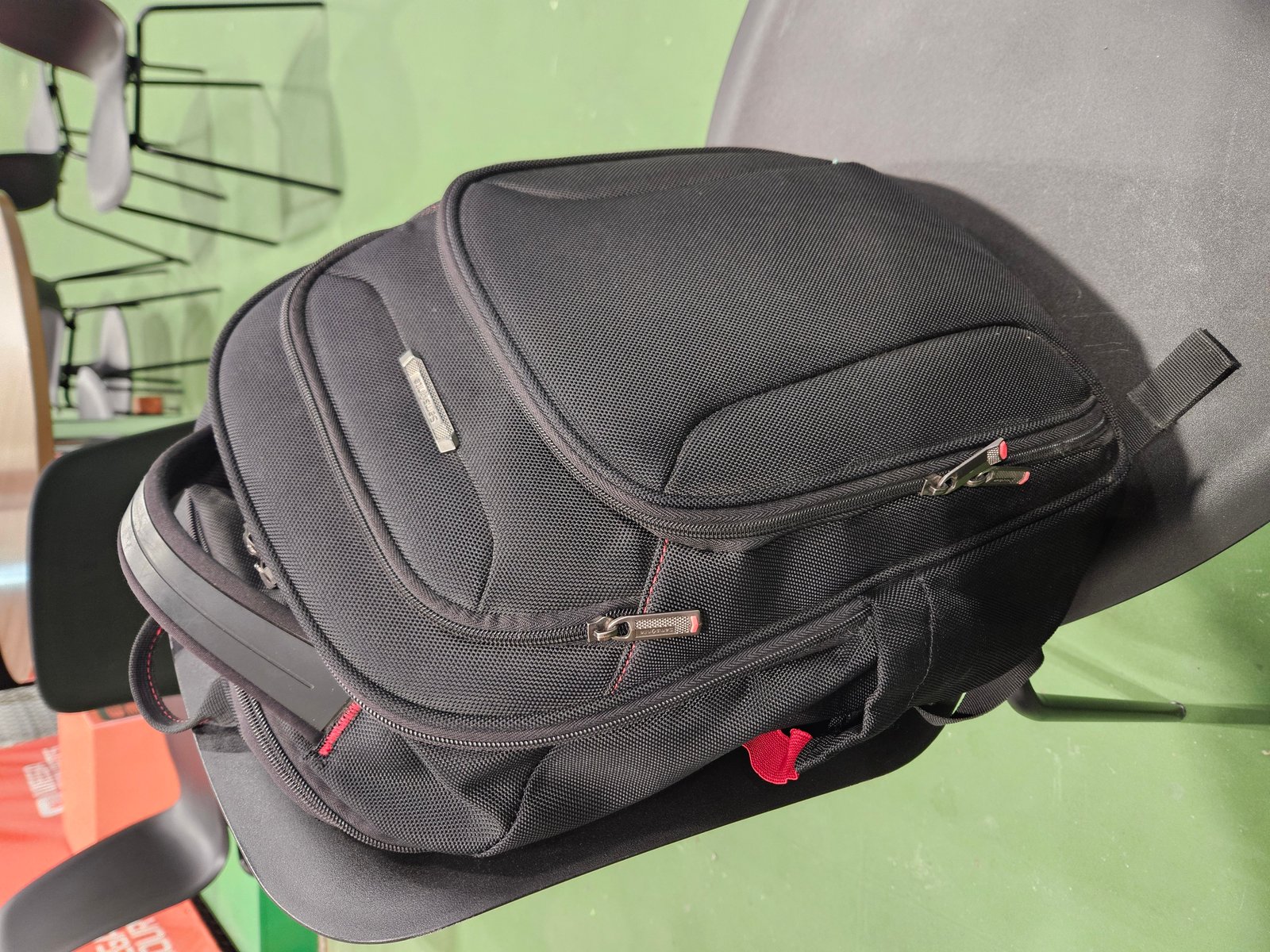 Black multi-compartment laptop backpack
